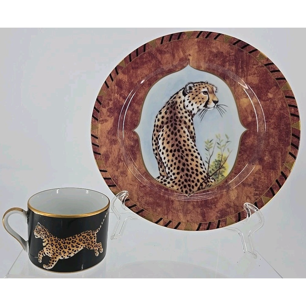 Vtg SIGNED Lynn Chase Jungle Jaguar 1988 Cup & Plate!